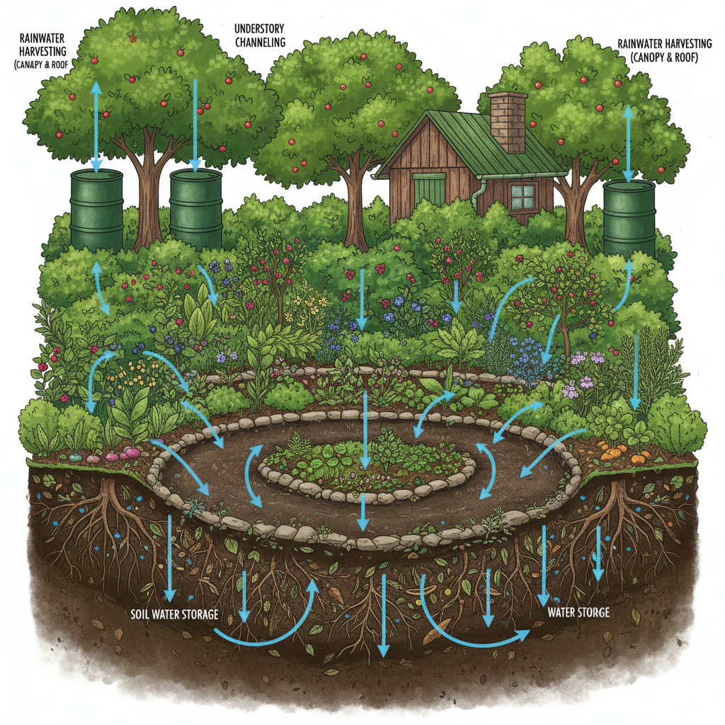 Water Harvesting Layers: Capture Every Drop in Your Food Forest